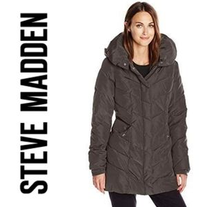 Steve Madden Gray Chevron Puffer Coat